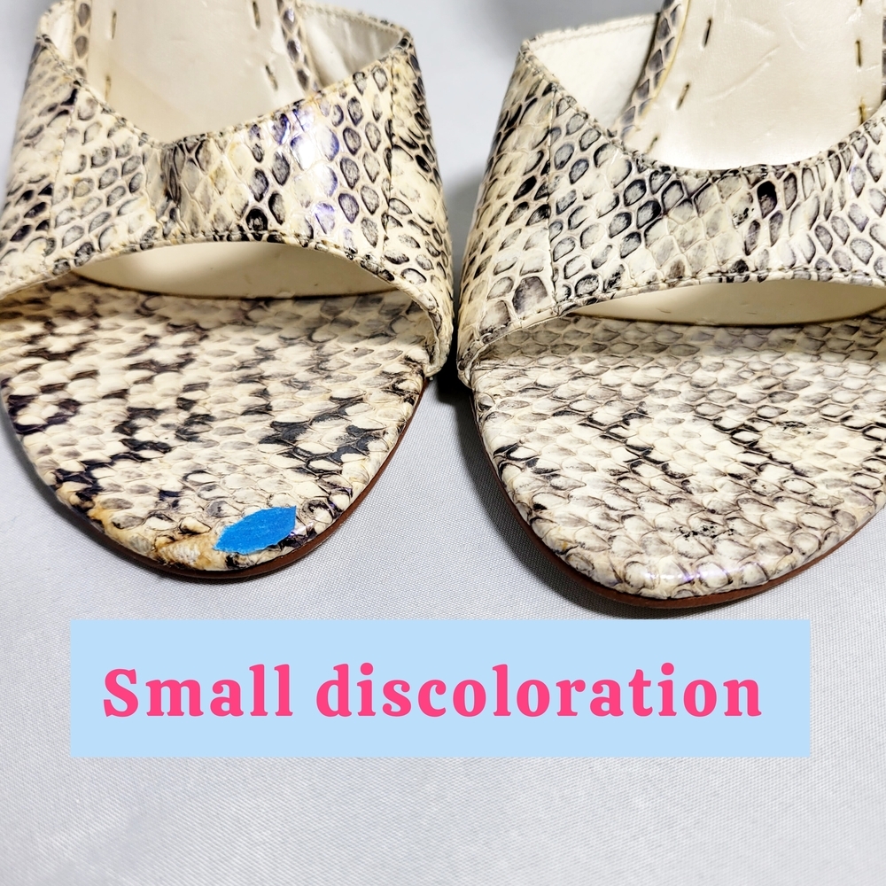 Steve Madden Snakeskin and Wood Women's Sandals Minor Flaw - Picture 5 of 13
